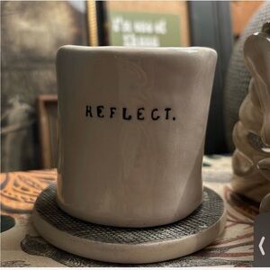 Rae Dunn early 2000’s rare candle votive holder, typewriter font